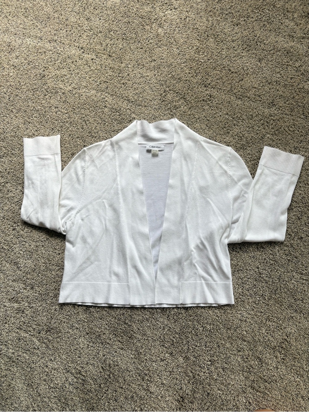 Calvin Klein White Open-Front Cropped Cardigan